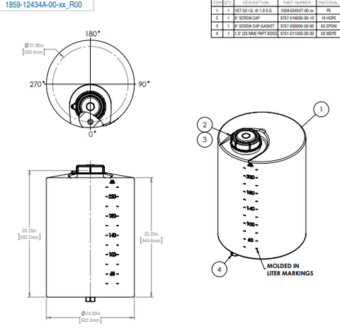 Image of 60 Gallon Industrial Dispensing Tanks RTS Plastics VST-50 Disp