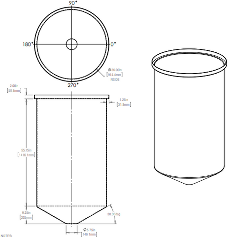 Image of 240 Gallon Cone Bottom Tank RTS Plastics CBOT-200