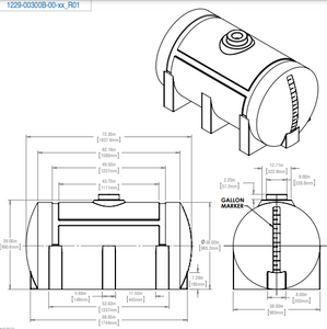 300 Gallon Horizontal Industrial Tanks 1.9 SG RTS Plastics HLT-250 Ind