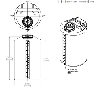 53 Gallon Industrial Vertical Closed Top Tanks RTS Plastics VST-44TB