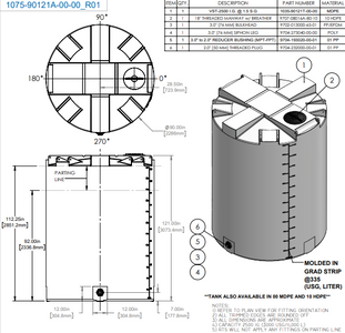 3000 Gallon Industrial Vertical Closed Top Tanks 1.5 SG RTS Plastics VST-2500 1.5 Tank